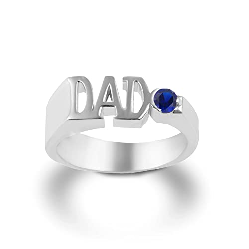 Men's Sterling Silver September Birthstone CZ "DAD" Ring (Size 10)
