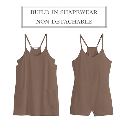 ANRABESS Women Athletic Dress Summer Tennis Workout Active Sports Mini Romper Dress Built in Shorts Travel Vacation Clothes Coffee Large