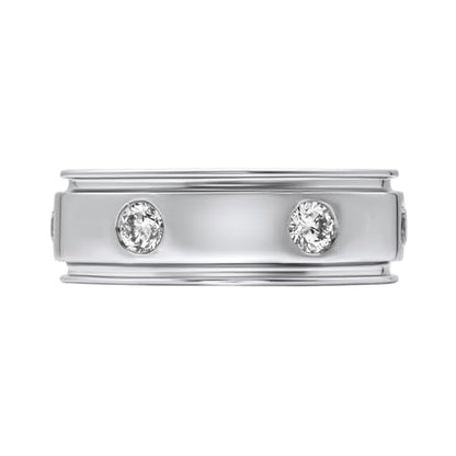 DEWBERRY IGI Certified FG Color VS Clarity 1.25 CT Round-Cut Lab Grown Diamond Ring for Men | 925 Silver 14K White Gold Plated Flush Set Engagement Wedding Band Ring- Ready To Gift Size 11