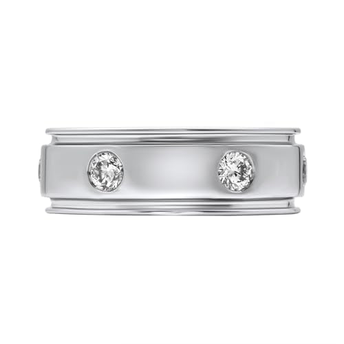 DEWBERRY IGI Certified FG Color VS Clarity 1.25 CT Round-Cut Lab Grown Diamond Ring for Men | 925 Silver 14K White Gold Plated Flush Set Engagement Wedding Band Ring- Ready To Gift Size 11