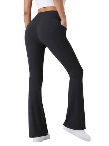 TOPYOGAS Women's Bootcut Yoga Pants High Waist Tummy Control Flare Leggings Workout Bottoms with Pockets Black