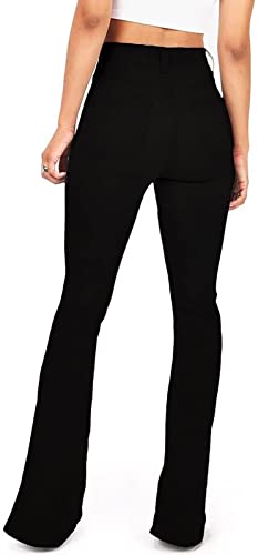 KDF Women's Black Bell Bottom Jeans for Women High Waisted Flare Bootcut Stretch Plus Size Slimming Bell Bottom Pants for Women, 8, Black