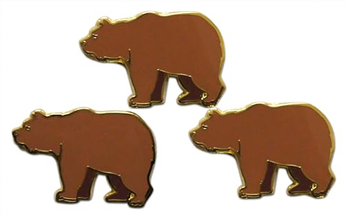 Novel Merk Land & Sea Animal - Penguin, Llama, & Other Wildlife Lapel Pin, Hat Pin & Tie Tack Set - with Clutch Back (3- Bear)