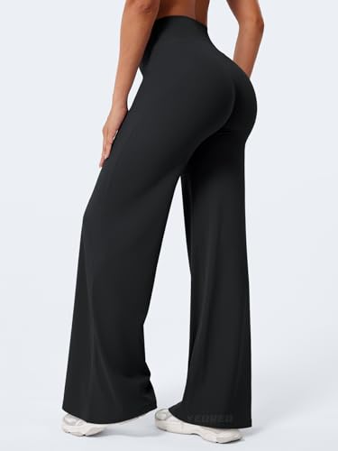 YEOREO Workout Leggings Womens No Front Seam Straight Leggings 31.5" High Waist Buttery Eddiy Gym Yoga Pants Black L