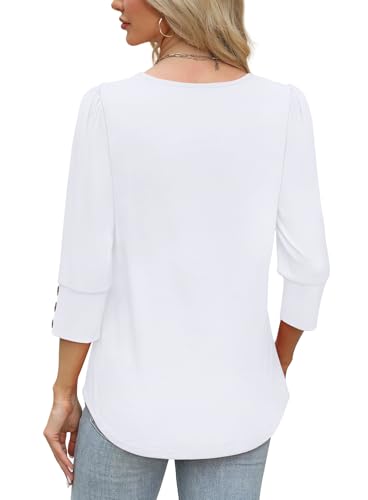 Fall Outfits for Women 2026 Tops for Teachers Dressy Casual Plus Size 3/4 Length Sleeve White Shirts Summer Womens Blouses Beach Vacation Clothes Fashion Clothing XL
