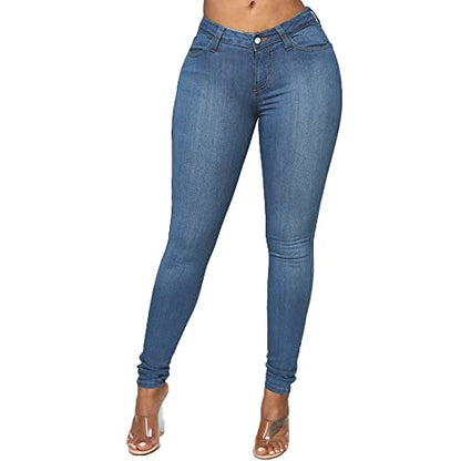 FISCLOSIN Women Classic Butt Lift Sexy Skinny Jeans,Stretch Denim Pants,Light Blue,Medium