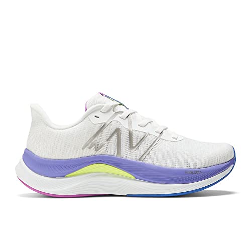 New Balance Women's FuelCell Propel V4 Running Shoe, White/Electric Indigo/Thirty Watt, 5