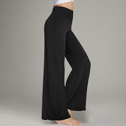QGGQDD Wide Leg Palazzo Pants for Women - Casual Soft High Waist Lounge Pants Loose Comfy Stretchy Trousers Black