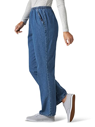 Chic Classic Collection womens Cotton Pull-on Pant With Elastic Waist Jeans, Destruction Blue Denim, 8 Petite US