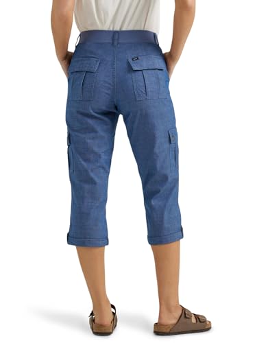 Lee Women's Ultra Lux Comfort with Flex-to-Go Cargo Capri Pant Chambray 12