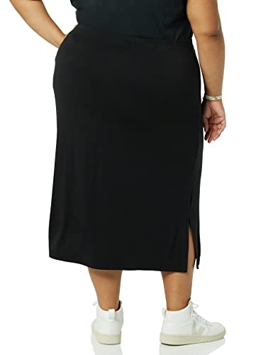Amazon Essentials Women's Pull-On Knit Midi Skirt with Elastic Waist, Stretchy (Available in Plus Size), Black, 5X