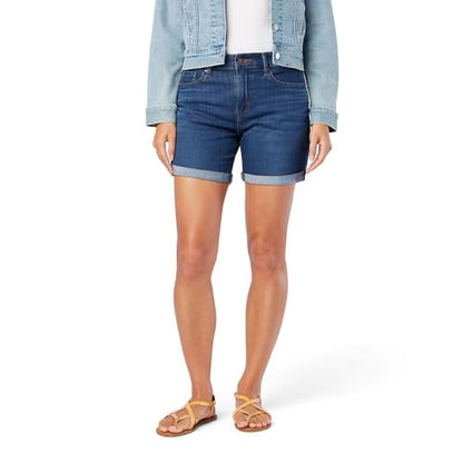 Levi Strauss Signature Gold Women's Mid-Rise Shorts Stretch Denim (Available in Plus Size), (New) Over The Moon, 12