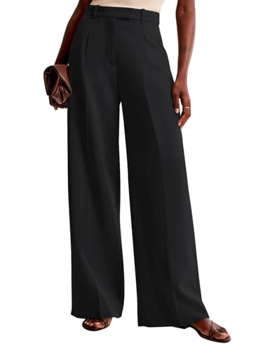 NIMIN Women Wide Leg Pants High Waisted Dressy Work Trousers Business Casual Pants 2025 Fashion Slacks Outfits with Pockets Black