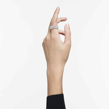 Swarovski Matrix Vittore Ring, Rectangular Cut, Clear, Rhodium Finished; Size: Us 7; Eu 55