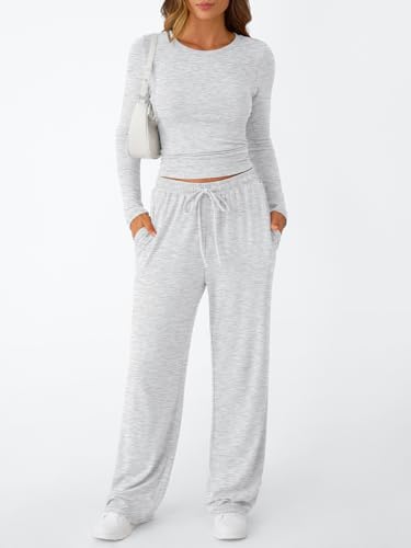 Trendy Queen Womens Two 2 Piece Matching Lounge Sets 2025 Early Fall Fashion Must Haves Y2K Workout Gym Clothes Comfy Airport Travel Vacation Luxury Outfits Sweatsuit Winter Clothing