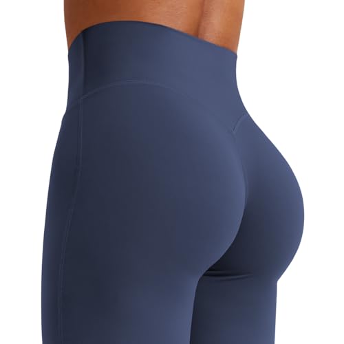 YEOREO Workout Leggings Womens No Front Seam Straight Leggings 31.5" High Waist Buttery Eddiy Gym Yoga Pants Navy Blue S