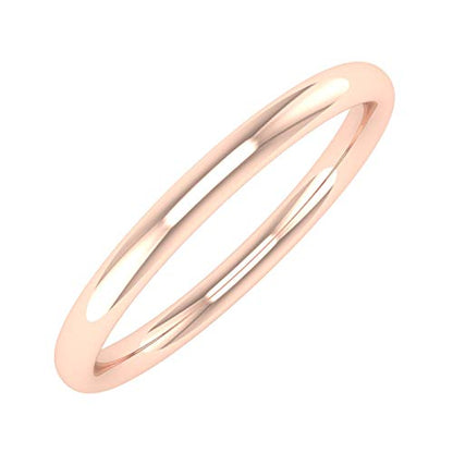 14K Rose Gold 2mm Plain Wedding Band (Ring Size 6.5)