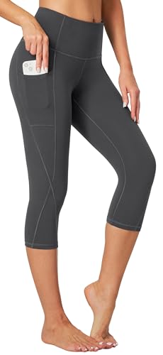 Heathyoga Capri Leggings for Women High Waisted Capri Leggings with Pockets for Women Tummy Control Yoga Pants Women