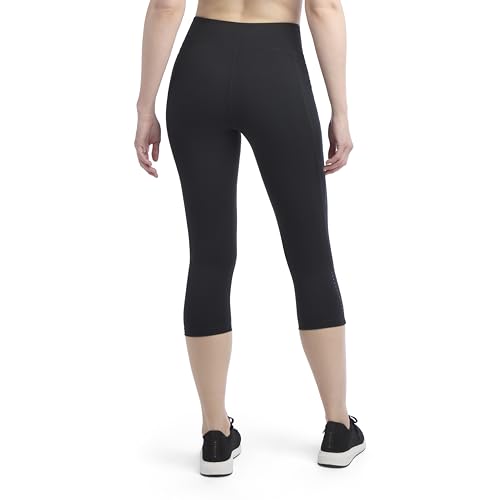 Jockey Women's Studio Reflective High Rise Capri Leggings Deep Black
