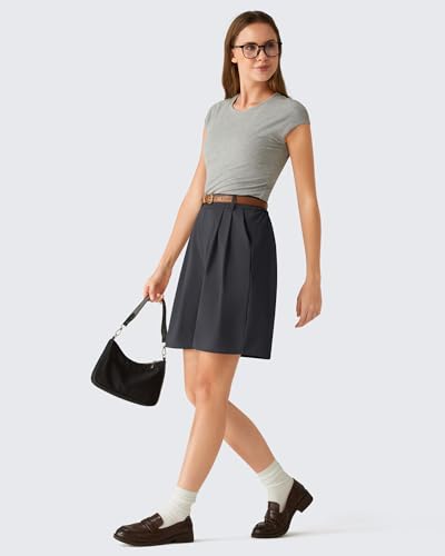 G4Free Shorts for Women High Waisted Wide Leg Dressy Casual Shorts with Pockets Front Pleated Loose Fit Short Trousers for Work Business Office (Black,M)