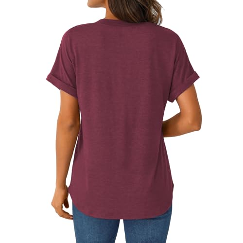 Women Tops 2 Pack Shorts Sleeve Shirts V Neck Henley Tops Spring Summer Trendy Casual Blouses Vacation Women Clothes 2026