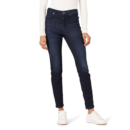 Amazon Essentials Women's Mid-Rise Stretchy Skinny Jeans, Dark Wash, 16