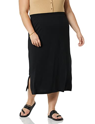 Amazon Essentials Women's Pull-On Knit Midi Skirt with Elastic Waist, Stretchy (Available in Plus Size), Black, 5X