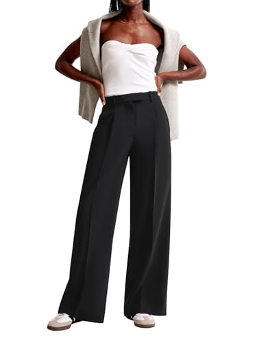 NIMIN Women Wide Leg Pants High Waisted Dressy Work Trousers Business Casual Pants 2025 Fashion Slacks Outfits with Pockets Black