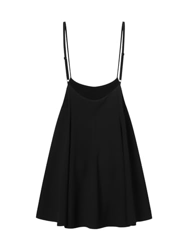 YOINS Women's Suspender Skirts Basic High Waist Versatile Flared Skater Skirt A-Black XXL