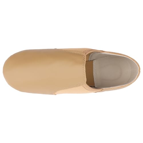 Linodes (Tent Leather Upper Jazz Shoe Slip-on for Women and Men's Dance Shoes Brown 7.5M