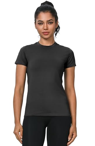 NebuKinex 5-Pack Women's Compression Shirts Short Sleeve Workout Tops Athletic Baselayer Quick Dry Gym Yoga Running T-Shirt Large