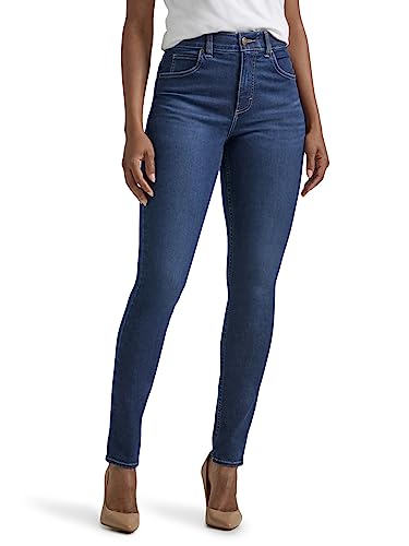 Lee Womens Ultra Lux Comfort with Flex Motion High Rise Skinny Jeans, Deepest Dark, 16 US