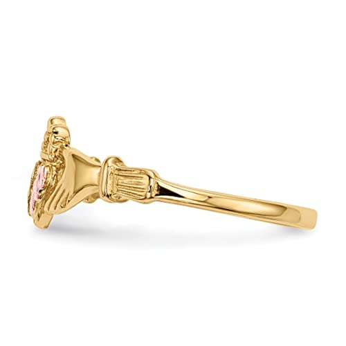 10k Yellow Gold Claddagh Ring, 12k Pink and Green Black Hills Gold Size 8