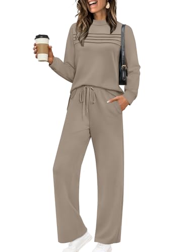 WIHOLL Plus Size Lounge Sets for Women Spring Clothes Summer Outfits 2026 Fall Fashion 2025 Two Piece Airport Travel Outfits Wide Leg Pants Matching Loungewear Sets Women's Winter Sweat Suit 3XL
