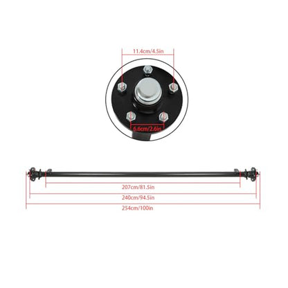 munirater 3500lbs 5x4.5 Bolt Pattern 95 Hub Face 80 Spring Center Trailer Axle