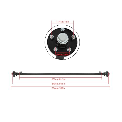 munirater 3500lbs 5x4.5 Bolt Pattern 95 Hub Face 80 Spring Center Trailer Axle