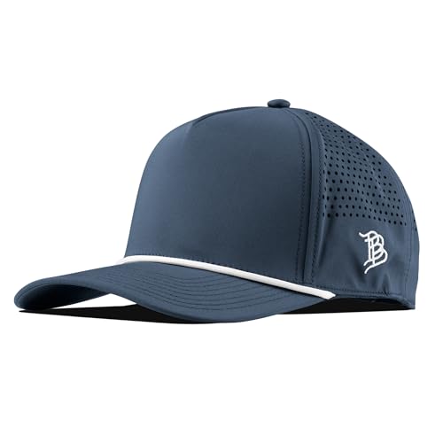 Branded Bills Bare 5 Panel Rope Hat for Men, Adjustable Snapaback, Fitted Style |, Comfort Stretch, Quick Dry Cap (Curved 5 Panel, Navy)