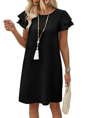 OFEEFAN Black Dress Womens Dresses 2026 Spring Summer Sundresses Boho Clothes Hawaiian Casual Elegant Classy Date Outfits L