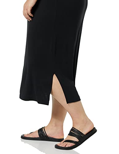 Amazon Essentials Women's Pull-On Knit Midi Skirt with Elastic Waist, Stretchy (Available in Plus Size), Black, 5X