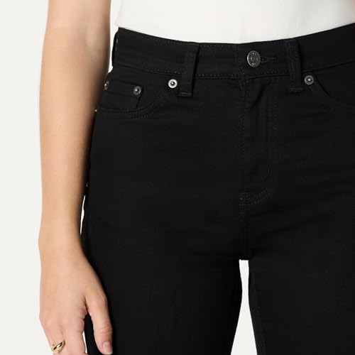 Amazon Essentials Women's High-Rise Straight Leg Jean, Black, 12