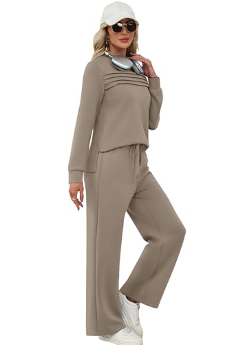 WIHOLL Plus Size Lounge Sets for Women Spring Clothes Summer Outfits 2026 Fall Fashion 2025 Two Piece Airport Travel Outfits Wide Leg Pants Matching Loungewear Sets Women's Winter Sweat Suit 3XL