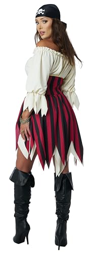 Women's Sultry Sea Pirate Costume - Renaissance Dress with Corset and Bandana