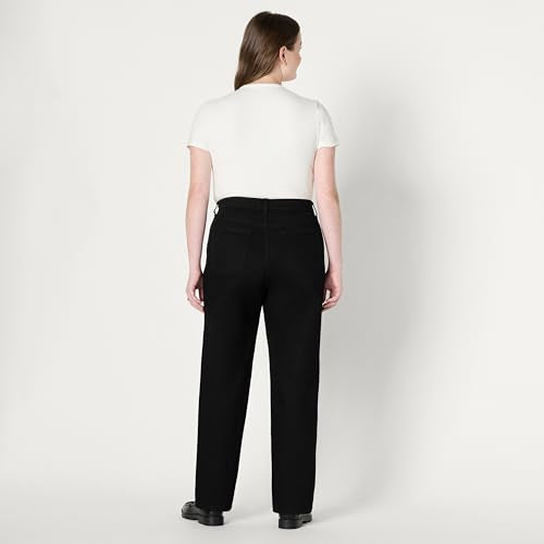 Amazon Essentials Women's High-Rise Straight Leg Jean, Black, 12
