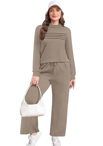 WIHOLL Plus Size Lounge Sets for Women Spring Clothes Summer Outfits 2026 Fall Fashion 2025 Two Piece Airport Travel Outfits Wide Leg Pants Matching Loungewear Sets Women's Winter Sweat Suit 3XL