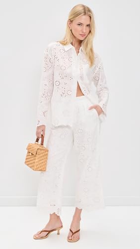 Splendid Women's x @Cellajaneblog Eyelet Pants, White, S