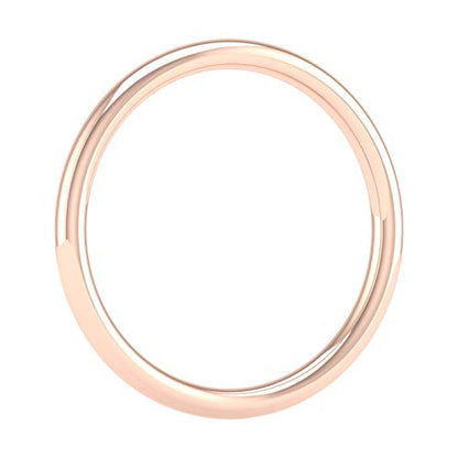 14K Rose Gold 2mm Plain Wedding Band (Ring Size 6.5)