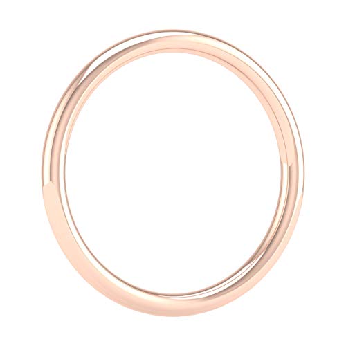 14K Rose Gold 2mm Plain Wedding Band (Ring Size 6.5)