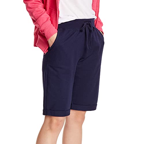 Hanes Womens French Terry Bermuda Athletic-shorts, Navy, X-Large US