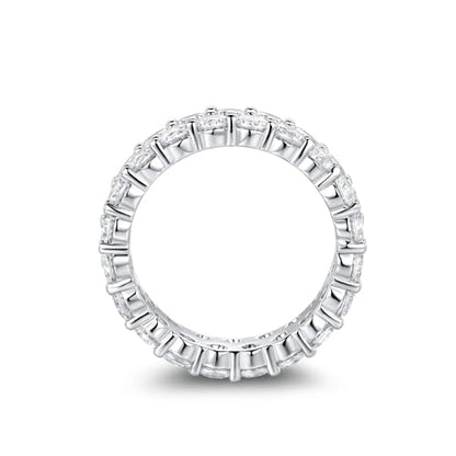 MDFUN 18K White Gold Plated Round-Cut Cubic Zirconia All-Around Band Ring Cocktail Jewelry for Women and Men Size 7