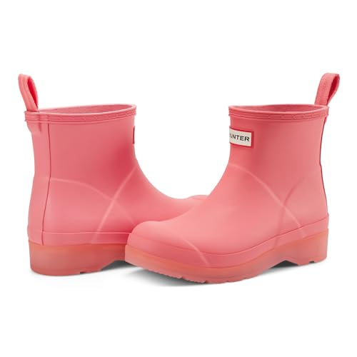 Hunter Women's PLAY Short Translucent Boot, Pink, 7 Medium